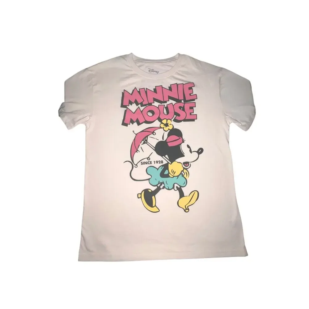 Disney Minnie Mouse Since 1928 Graphic T-Shirt Womens Medium NWT White